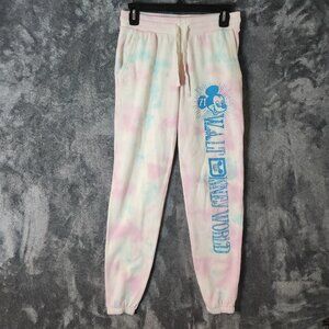 WALT DISNEY WORLD LOUNGE SWEATPANTS WOMEN TYE DYE CASTLE S RAINBOW MICKEY EEUC